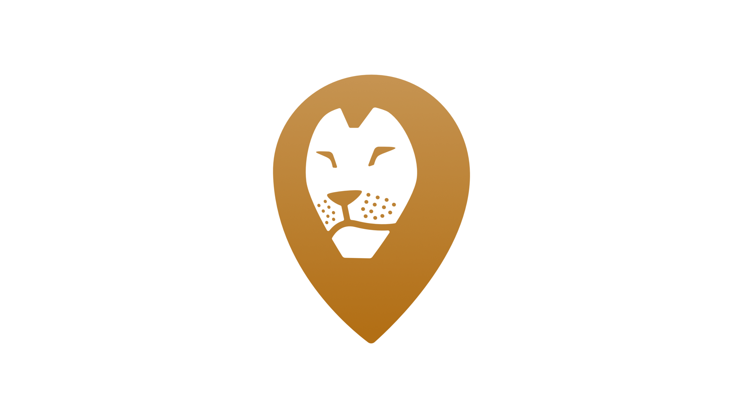 Lion Properties logo design with minimalist lion head in location pin icon