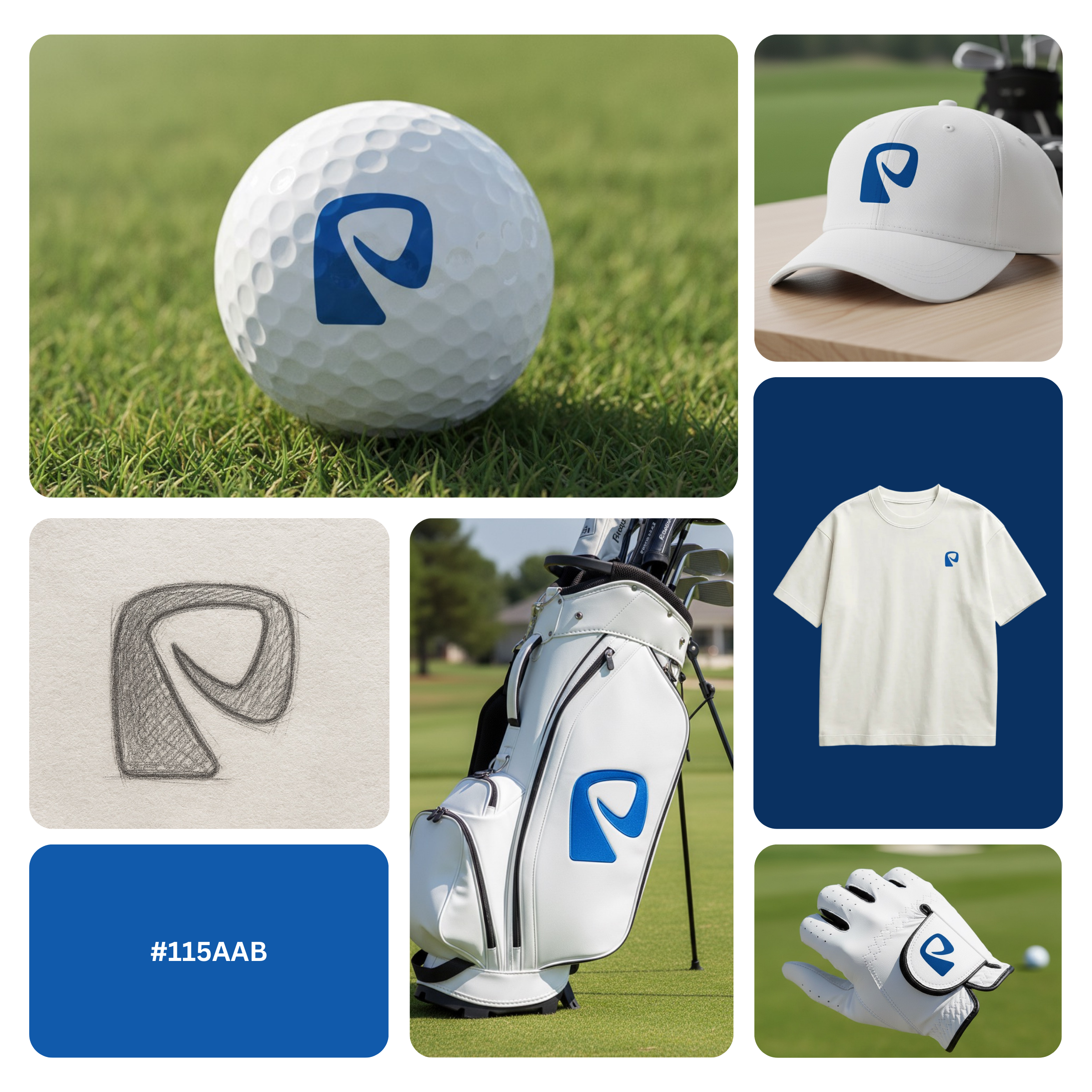 Girls golf club logo design displayed on a golf ball in outdoor setting