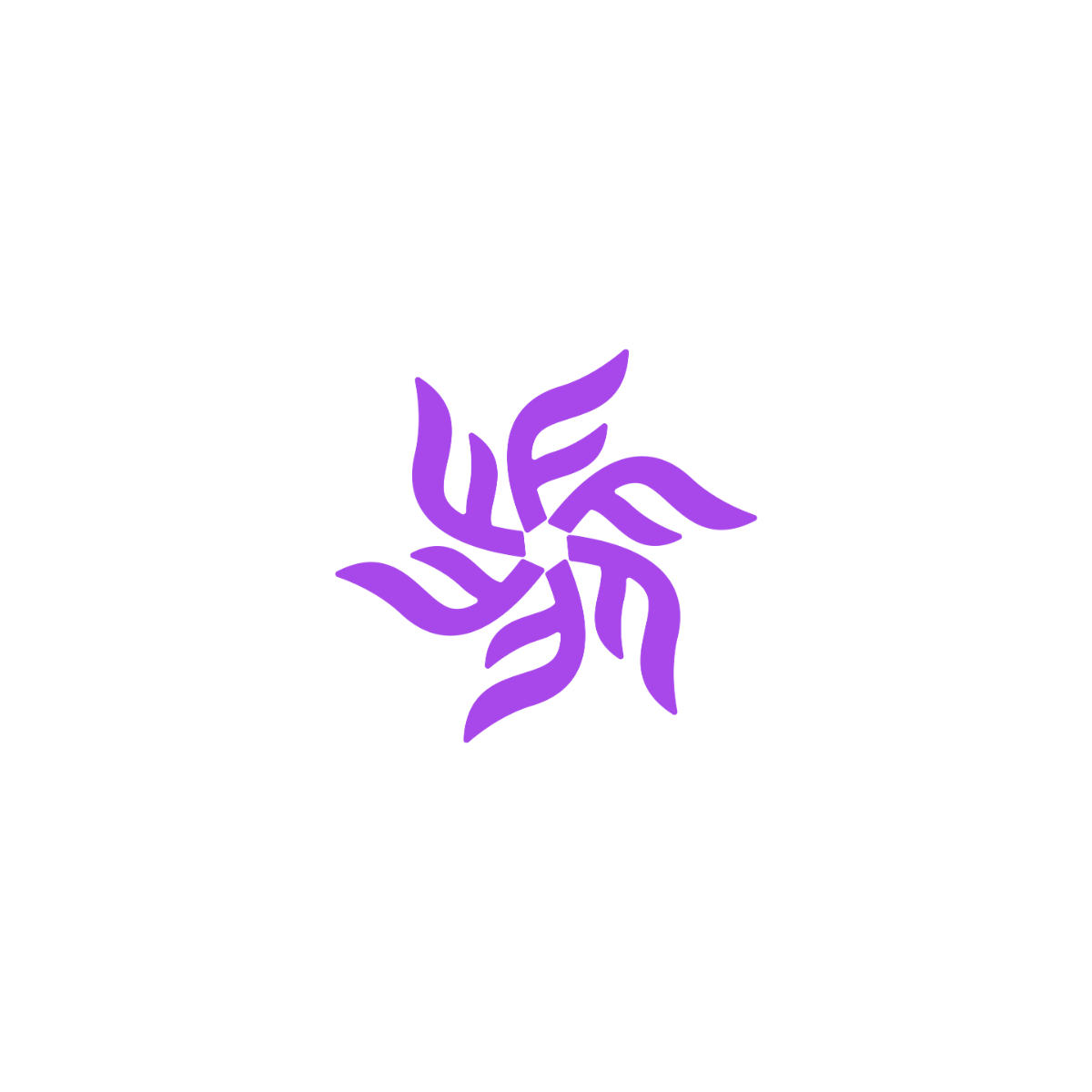 F Flower Lettermark Design with floral petal F monogram in purple, minimalist logo mark