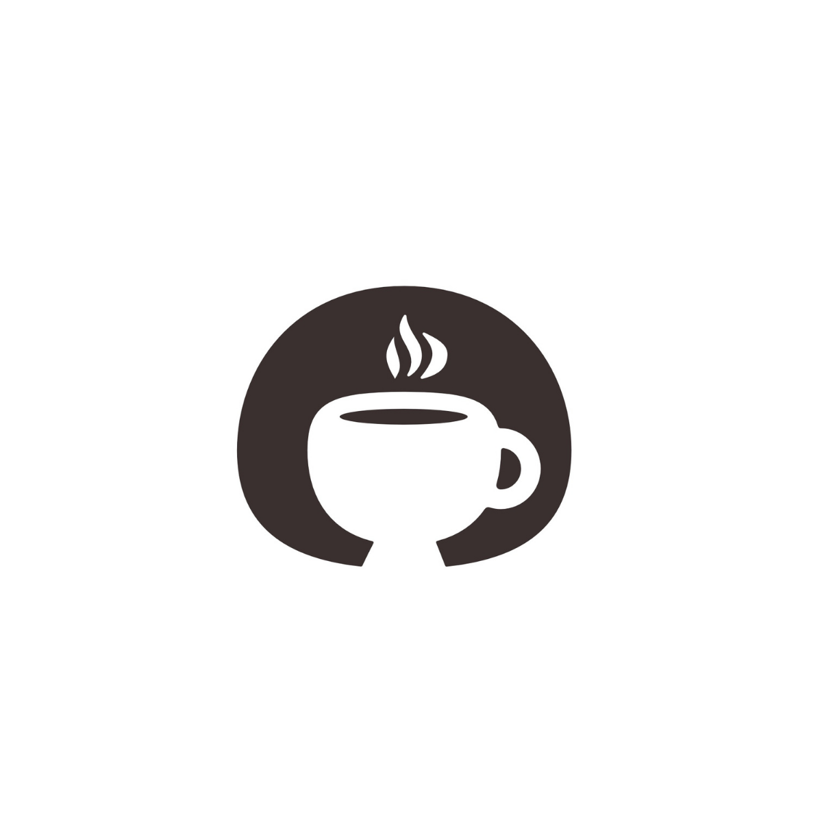 Miss Coffee Negative Space Logo with coffee cup in girl hair shape
