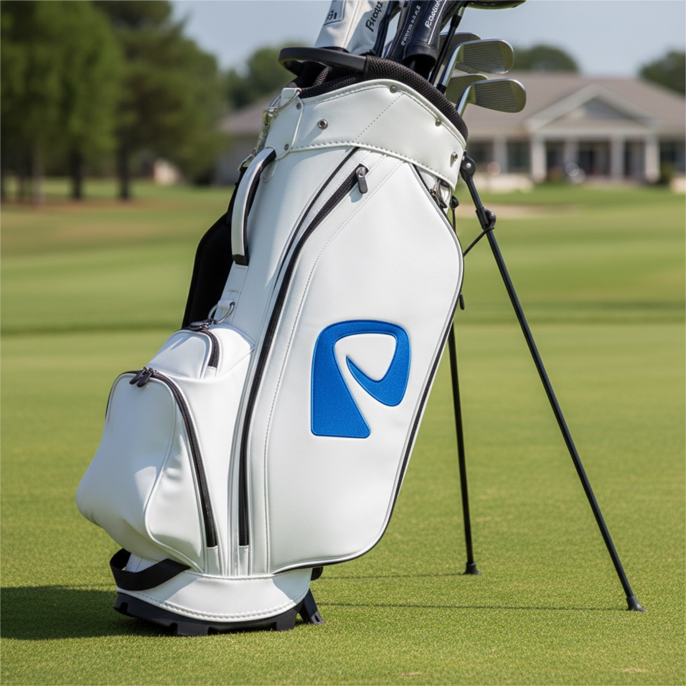 Girls golf club logo design applied to a professional white golf bag