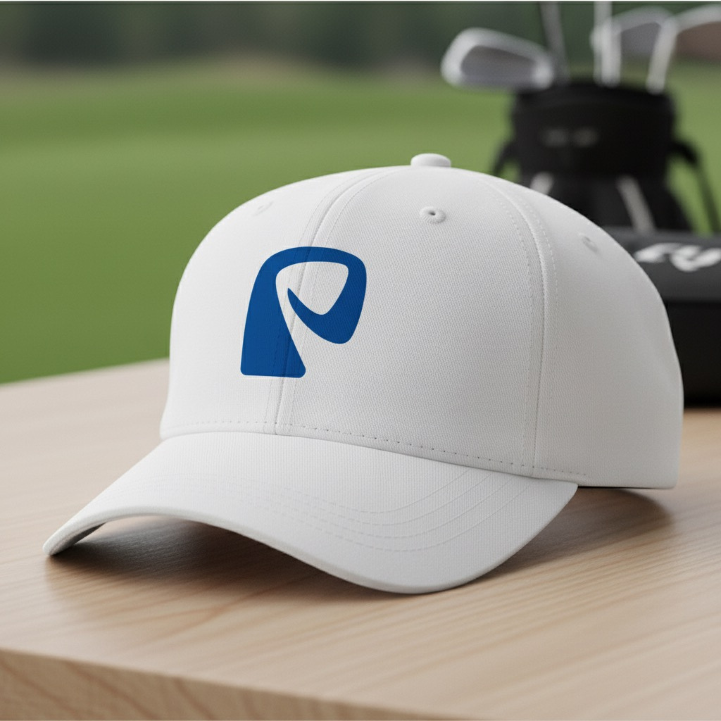 Girls golf club logo design embroidered on a white golf cap