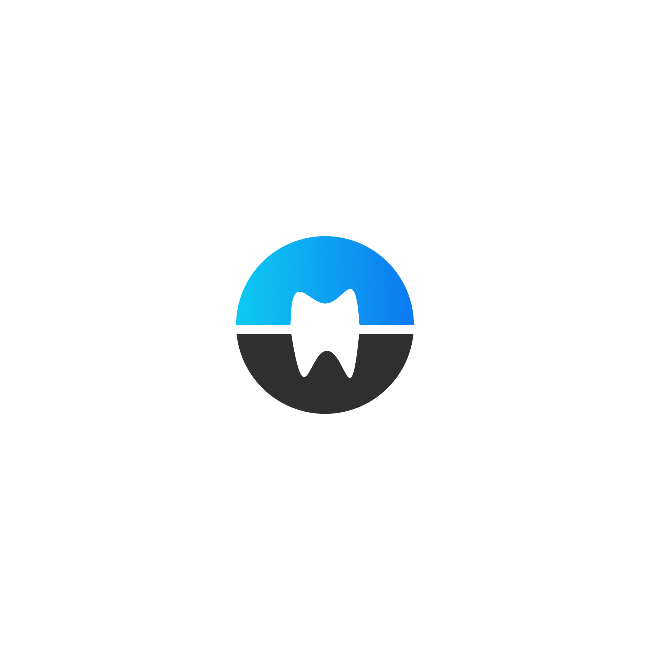 MW Ortho & Dental Studio logo design – modern tooth icon in MWO monogram shape for orthodontic and dental clinic branding
