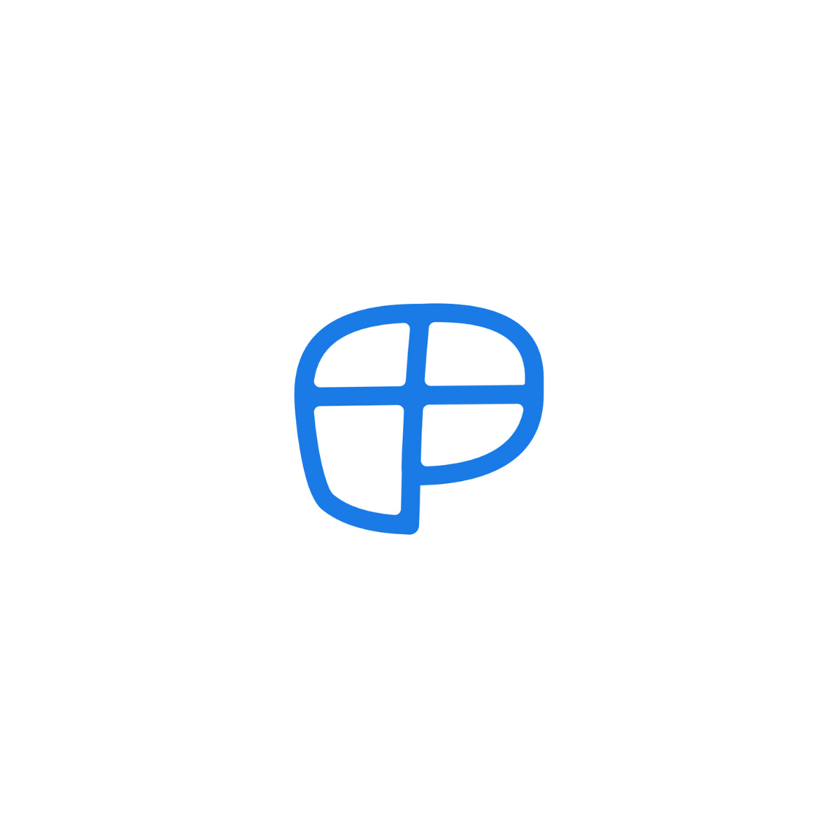 Stylized P letter cleaning logo with window panes design, perfect for professional window cleaning services