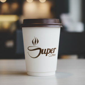 Hand-drawn coffee shop logo for Super Coffee